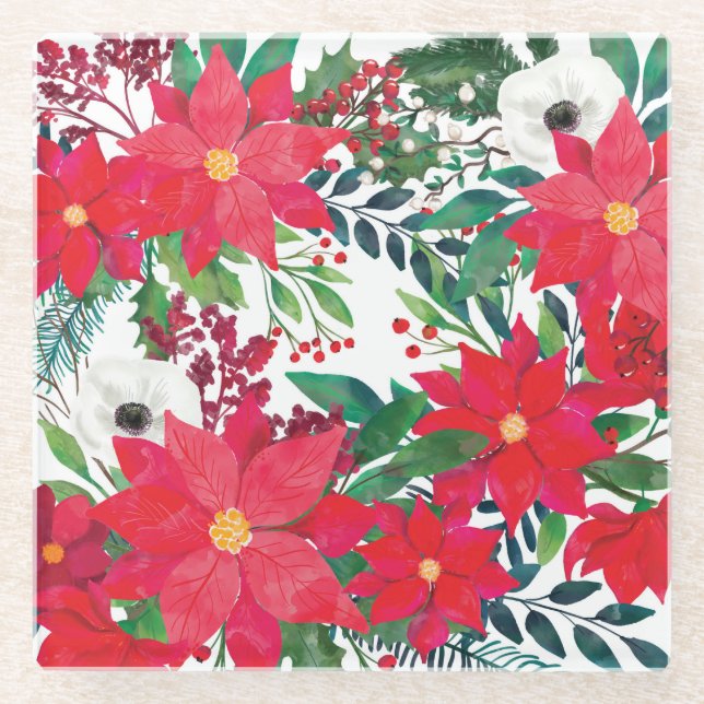 Modern Floral Art Glass Coaster (Front)