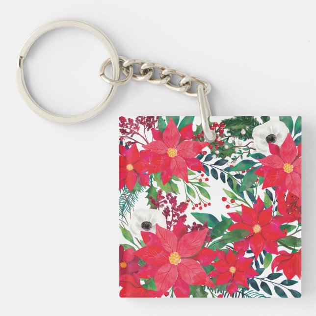 Modern Floral Art Key Ring (Front)