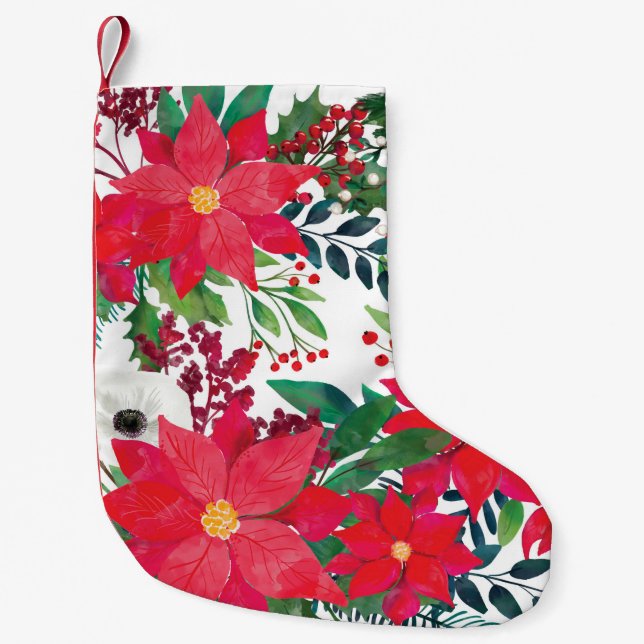 Modern Floral Art Small Christmas Stocking (Front)