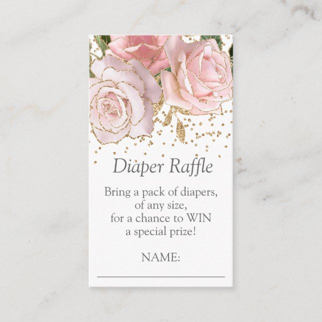 Modern Floral Baby Girl Shower Diaper Raffle Enclosure Card (Front)