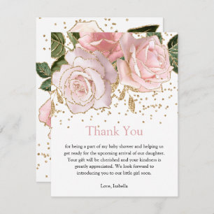 Modern Floral Baby Girl Shower Thank You Card