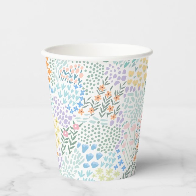 Modern Floral  Baby In Bloom Baby Shower Paper Cups (Front)