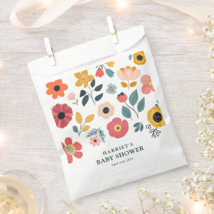Modern Floral Baby Shower Favour Bags