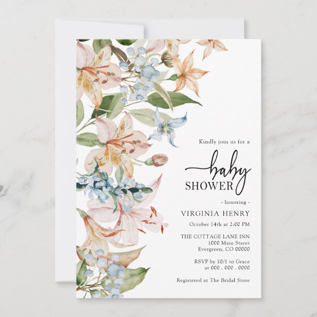 Modern Floral Baby Shower Invitation (Front)