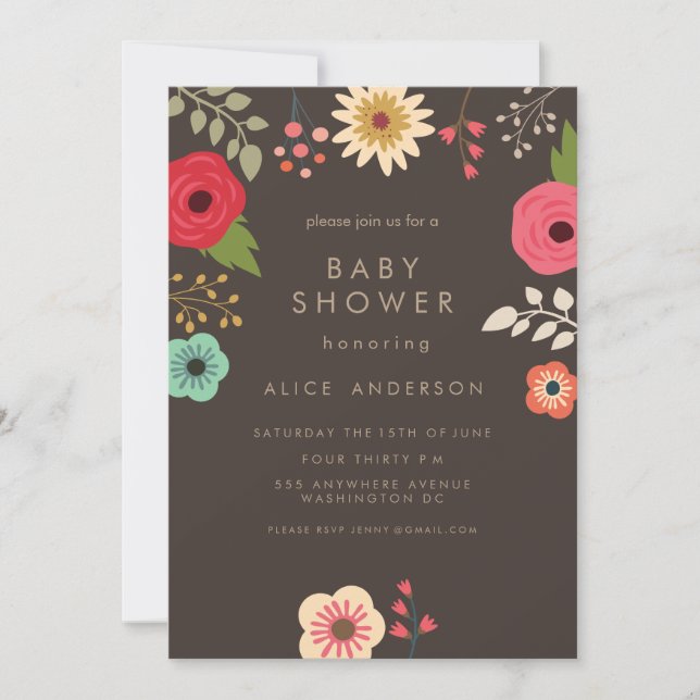 MODERN FLORAL BABY SHOWER INVITATION (Front)