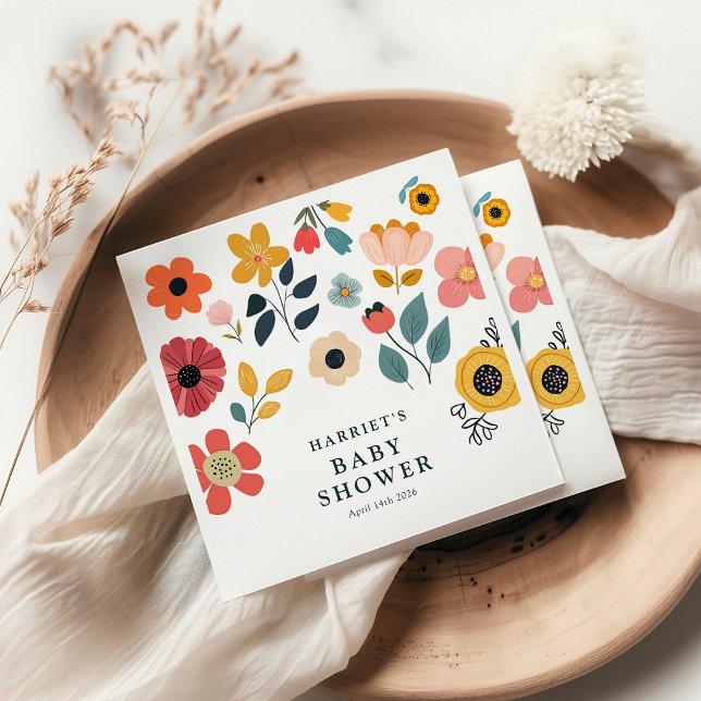 Modern Floral Baby Shower Napkin (Creator Uploaded)
