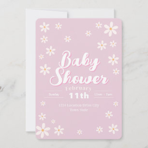 Modern Floral Baby Shower - Pink Daisy Custom Invitation
