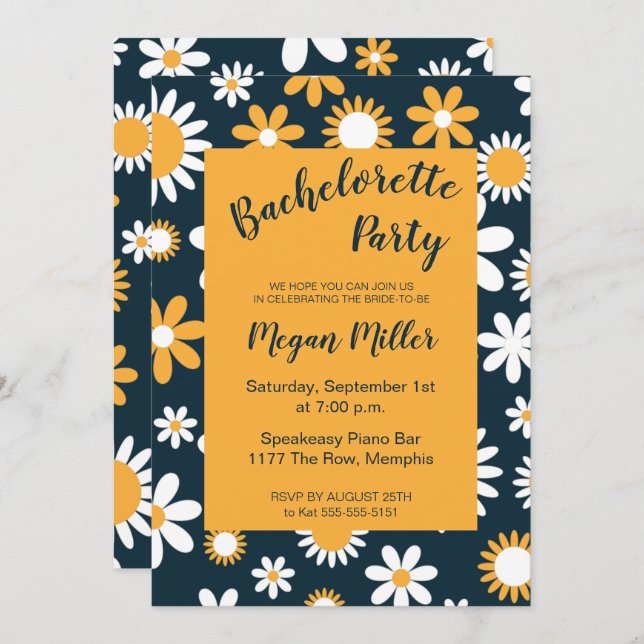 Modern Floral Bachelorette Party Invitation (Front/Back)