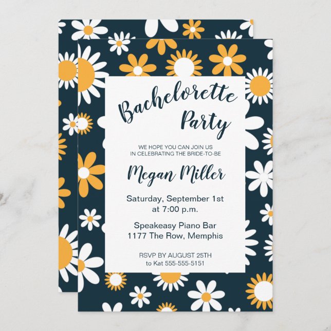 Modern Floral Bachelorette Party Invitation (Front/Back)