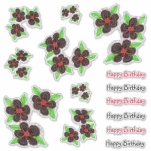 Modern Floral Birthday Stickers