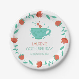 Modern Floral Birthday - Tea Party Paper Plate