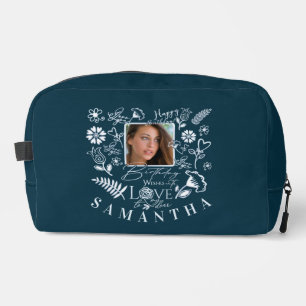 Modern Floral Birthday Typography Photo Doodle Dopp Kit