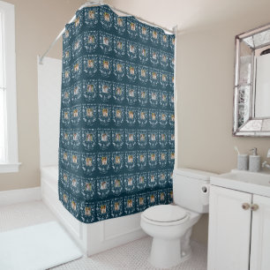 Modern Floral Birthday Typography Photo Doodle Shower Curtain