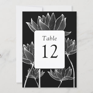 Modern Floral Black And White Table Number