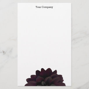 Modern Floral Black Dahlia Flower Stationery