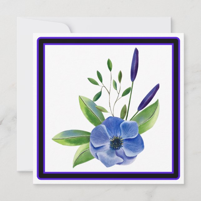 MODERN FLORAL, BLANK INSIDE, SQUARE CARD (Front)