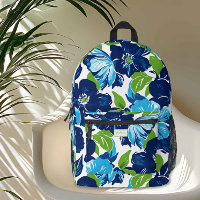Modern Floral Blue and Green Monogram