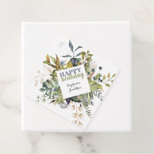Modern Floral Blue & Green Gift Favour Tags