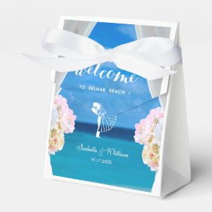 Modern Floral Blue Ocean Beach Wedding Favour Box