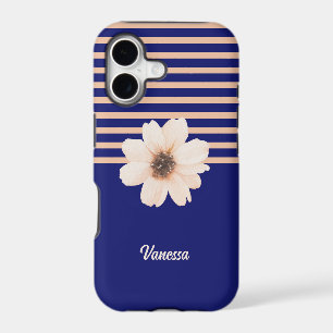 Modern Floral Blue Peach