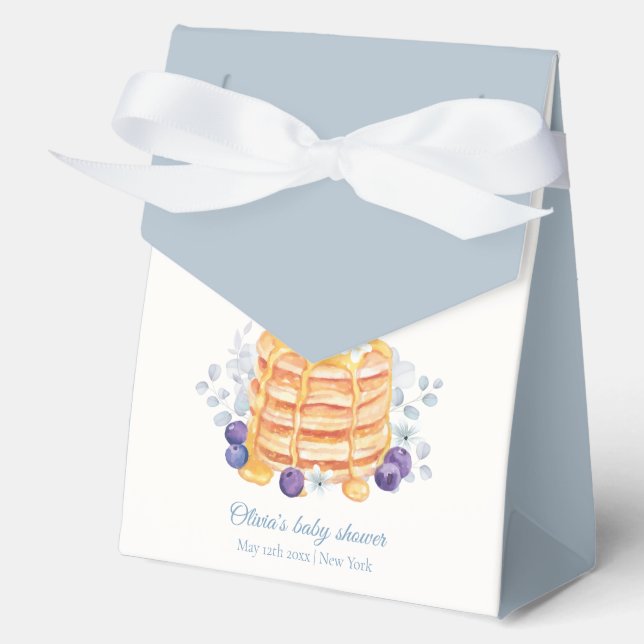 Modern Floral Blueberry Pancake Brunch Baby Shower Favour Box (Front)