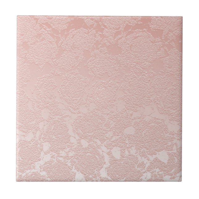 Modern Floral Blush Pink Pattern Tile (Front)