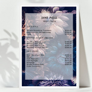 Modern Floral Boho Salon Price List  Poster