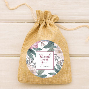 Modern Floral Botanical Garden Birthday Thank You Classic Round Sticker