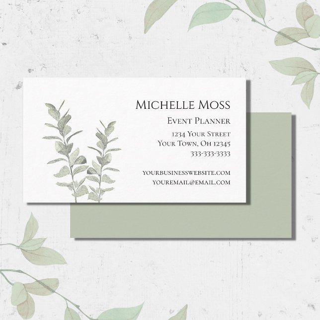 Modern Floral Botanical Greenery Event Planner Business Card (Creator Uploaded)
