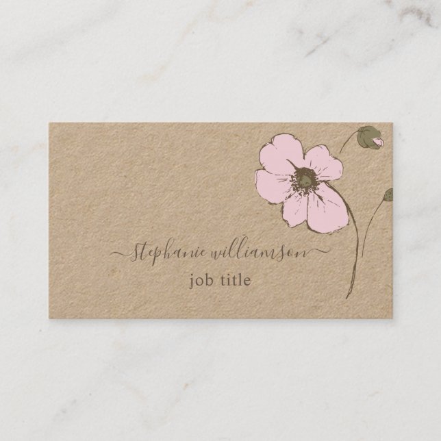 Modern Floral Botanical Line Art Business Card (Front)