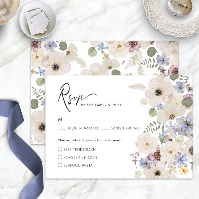 Modern Floral Botanical Meal RSVP Card (Modern Boho Floral Botanical Meal RSVP Card by Painted Paperie
)