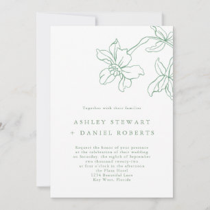 Modern Floral Botanical Sage Green Wedding Invitation