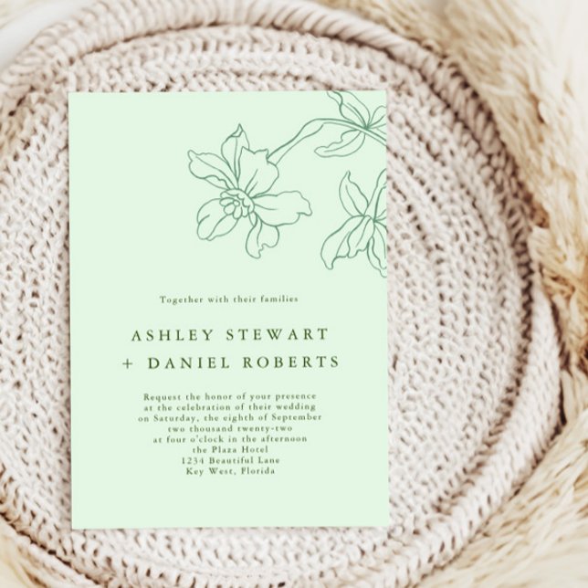 Modern Floral Botanical Sage Green Wedding Invitation (Creator Uploaded)