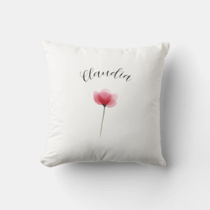 Modern Floral Botanical Simple Watercolor Name Cushion