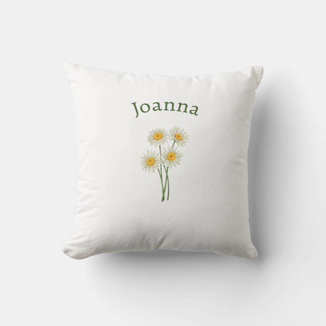 Modern Floral Botanical Simple Watercolor Name  Cushion (Front)
