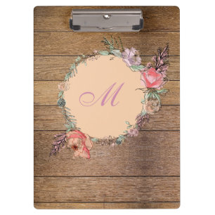 Modern Floral Botanical Watercolor Floral Wood Clipboard