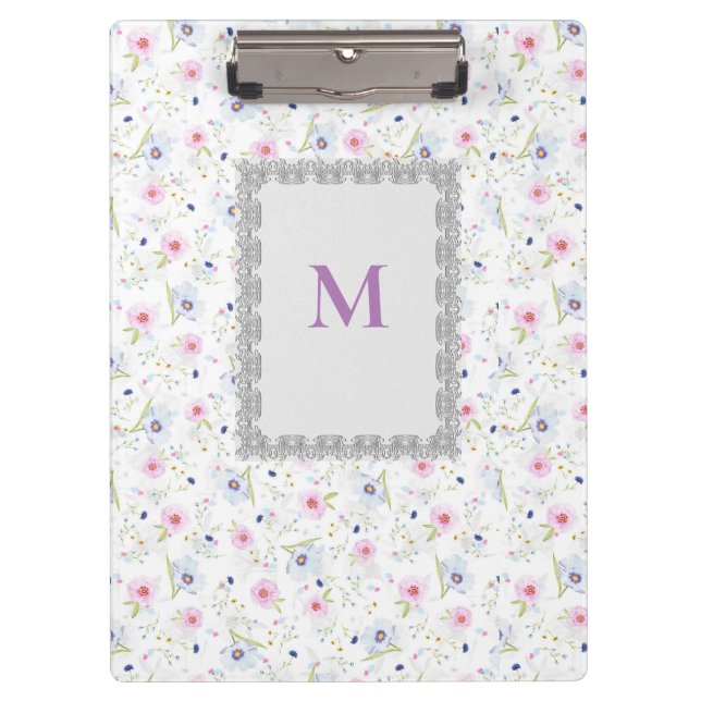 Modern Floral Botanical Watercolor Pattern Lavende Clipboard (Front)