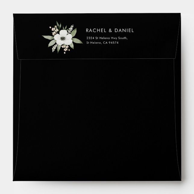 Modern Floral Botanical Wedding Envelope (Back (Top Flap))