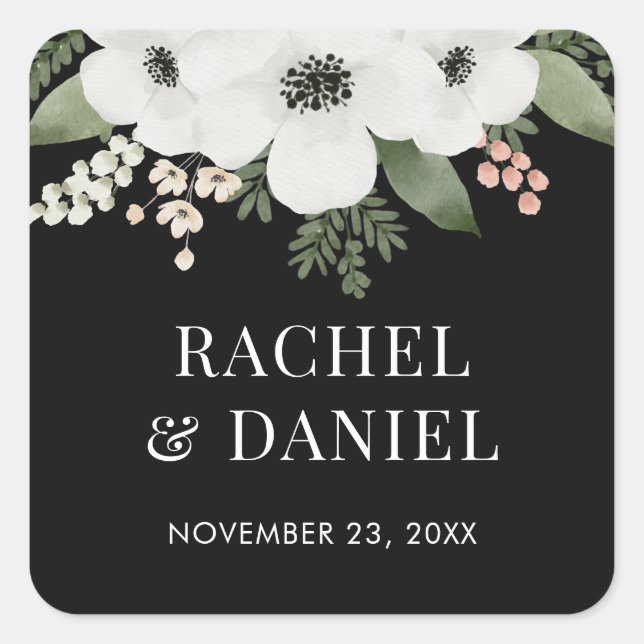 Modern Floral Botanical Wedding Envelope Seals (Front)