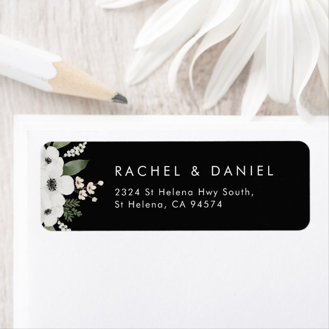Modern Floral Botanical Wedding Return Address (Insitu)