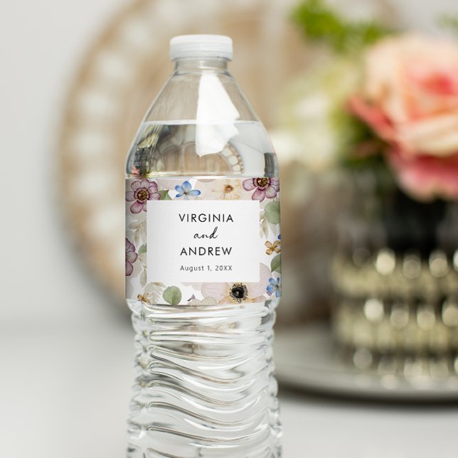 Modern Floral Botanical Wedding Water Bottle Label (Modern Floral Botanical Wedding Water Bottle Label by Painted Paperie
)