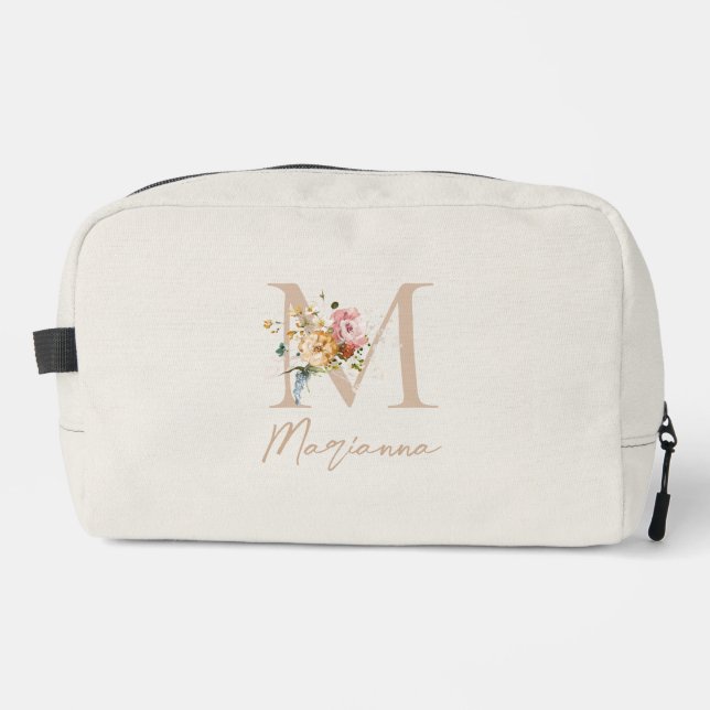 Modern Floral Bouquet Monogram  Dopp Kit (Front)