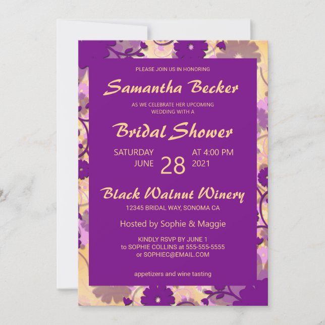 Modern Floral Bridal Shower Holiday Card (Front)