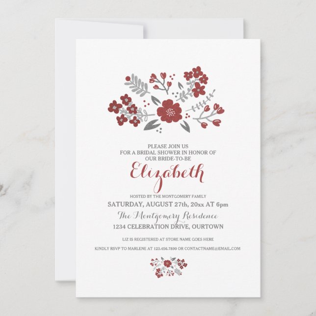 Modern Floral Bridal Shower Invitation (Front)