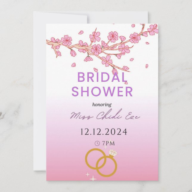 Modern Floral Bridal Shower Invitation (Front)
