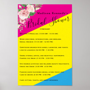 Modern Floral 💍 Bridal Shower Itinerary Poster