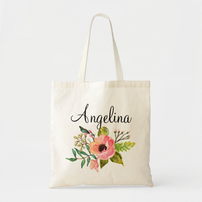 Modern Floral Bridesmaid Personalised-2 Tote Bag (Front)
