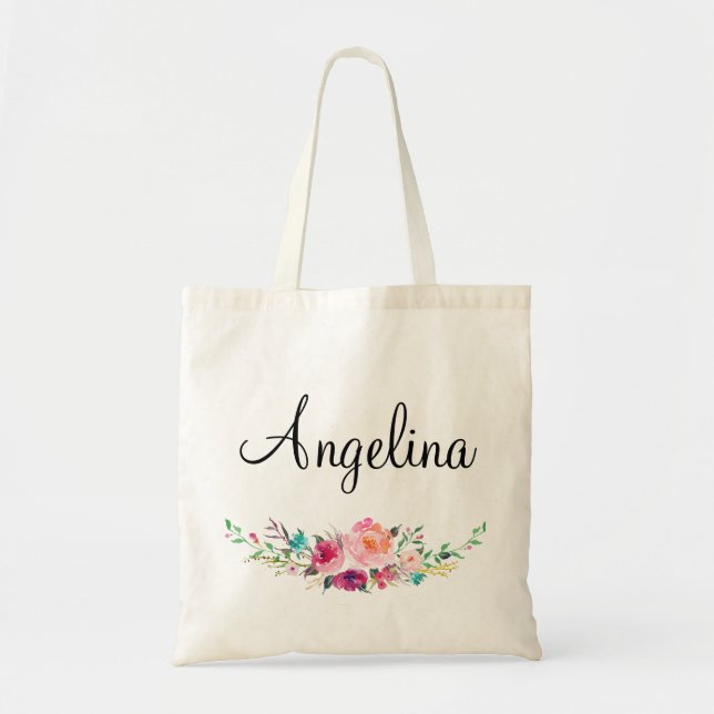 Modern Floral Bridesmaid Personalised-5 Tote Bag (Front)