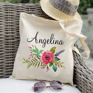 Modern Floral Bridesmaid Personalised Tote Bag