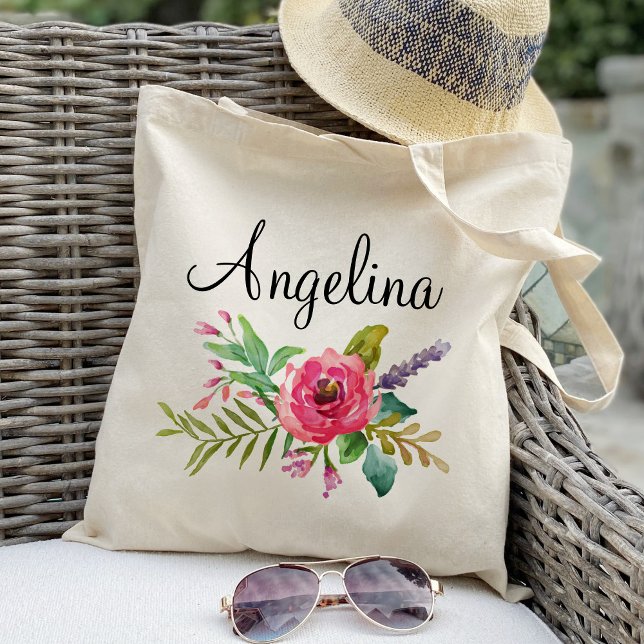 Modern Floral Bridesmaid Personalised Tote Bag (Creator Uploaded)